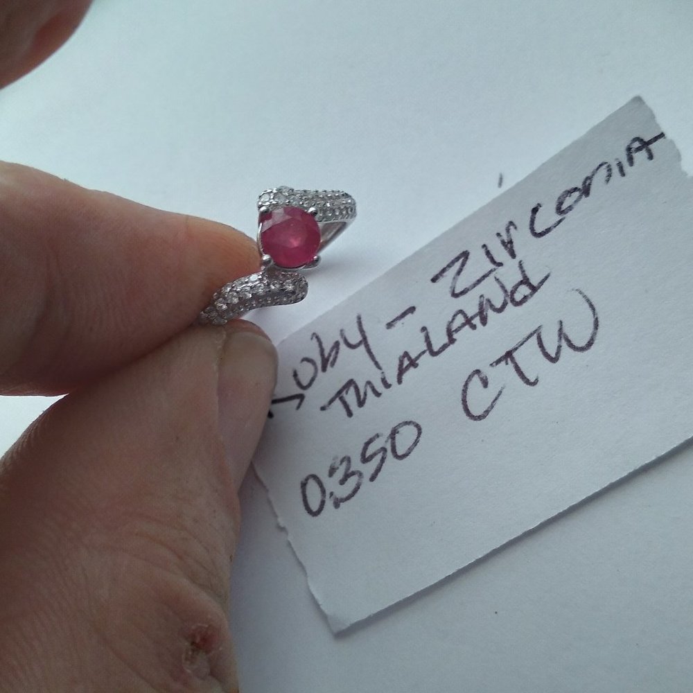 Ruby Wrapped With Cubic Zirconia And Silver Ring … - image 8